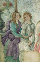 Venere e le Grazie offrono doni a una giovane ragazza (dettaglio), 1486